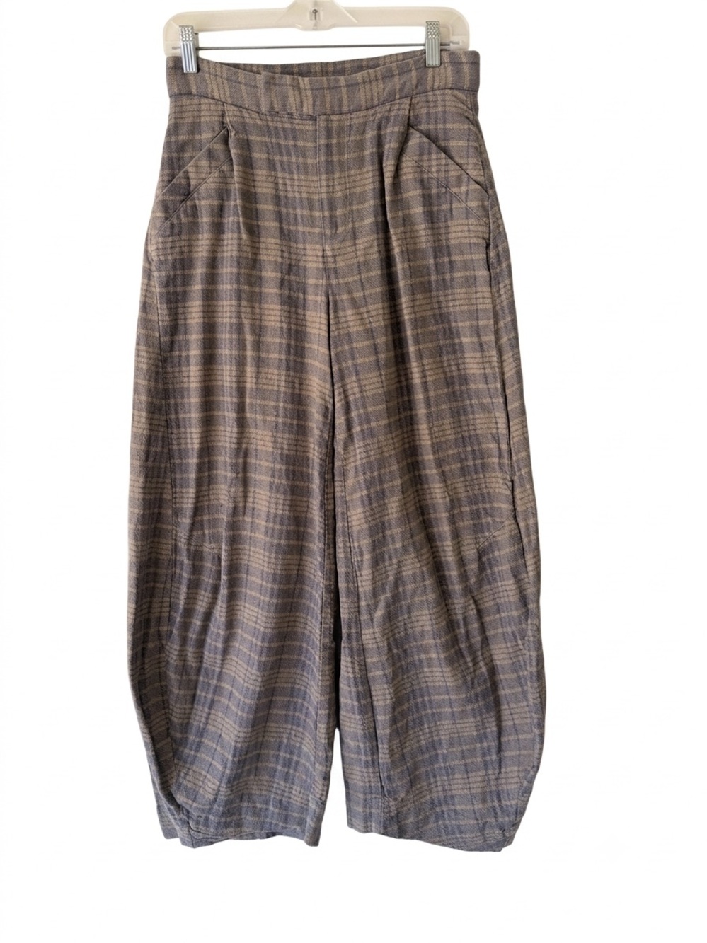 Free People Tegan Plaid Barrel Wide-Leg Relaxed Trouser Pants Sz 6 - Picture 2 of 10
